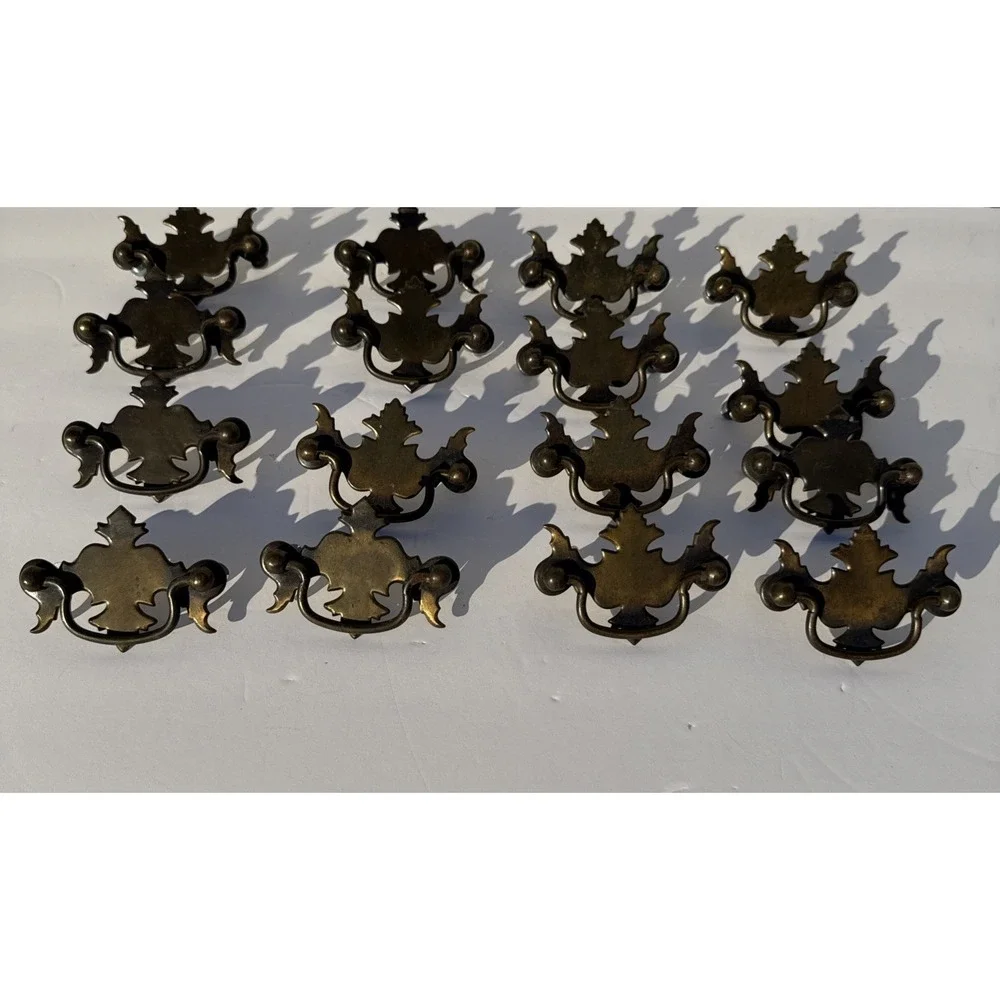16 Vintage Batwing Drawer Pulls Antique Brass Chippendale Style Furniture Hardwa